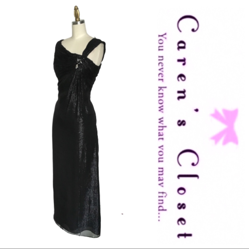 Vintage Victoria Royal Black Asymmetrical Gown - Picture 2 of 6